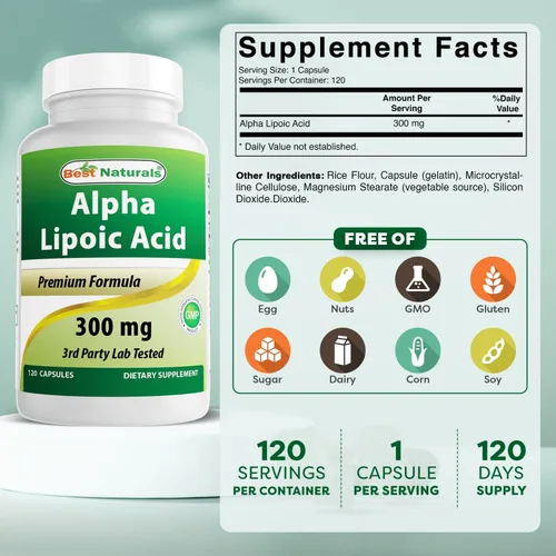 Vista 2 de Best Naturals Ácido alfa lipoico 300 mg 120 Cápsulas