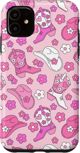 Vista 8 de iPhone 16 Pink Cowgirl Aesthetic Cowboy Boots Cowboy Hat Western Cute Case