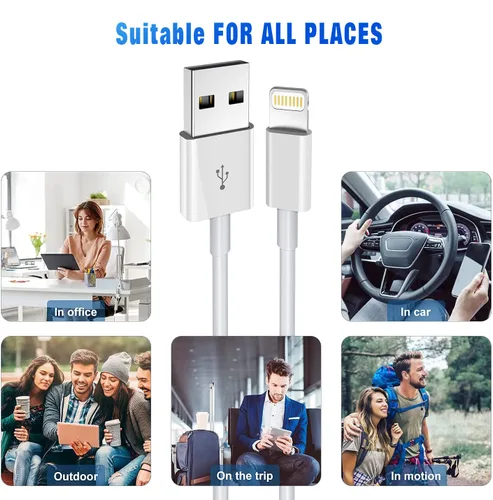 Vista 6 de Cargador para iPhone de 3 pies, [certificado MFi de Apple], cable Lightning original, paquete de 3 cables USB de sincronización de datos de carga