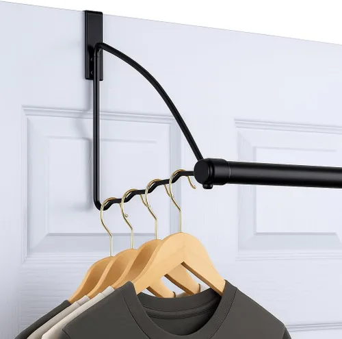Vista 4 de HOLDN' STORAGE - Percha para colgar sobre la puerta, color negro Perchas para puerta para ropa, ahorro de espacio, diseñadas para dormitorio