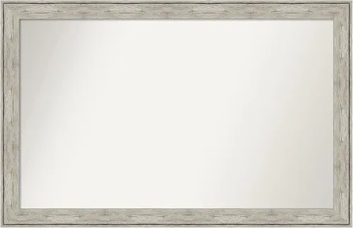 Vista 461 de Amanti Art Espejo de baño plateado para sobre el fregadero, 28 x 37 pulgadas, elegante espejo rectangular de peltre cepillado, marco de madera