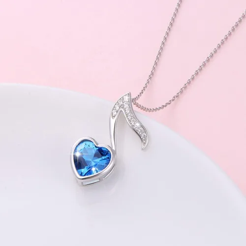 Vista 2 de (Dije para collar de nota musical) De plata de ley 925 para mujeres y niñas, 18.0in