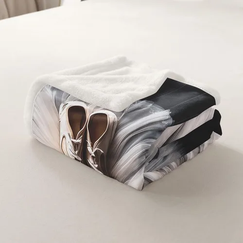 Vista 5 de Erosebridal Manta de forro polar para danza de ballet, manta para niñas y niños con diseño de traje de bailarina, manta de felpa con falda blanca