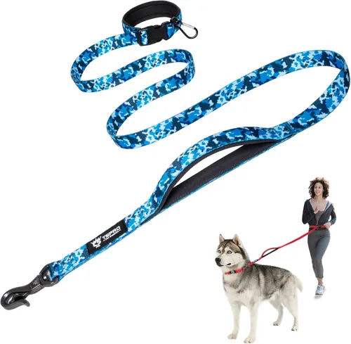 Vista 22 de TSPRO Correa táctica para perro, manos libres, resistente, ajustable, con mango acolchado y cierre de seguridad de metal para caminar, correr