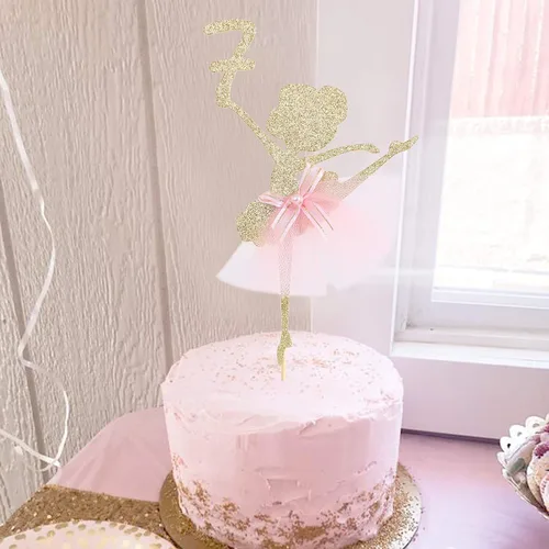 Vista 3 de Decoración para pastel de cumpleaños de ballet, bailarina, princesa bailarina, decoración de fiesta (6-9 años)