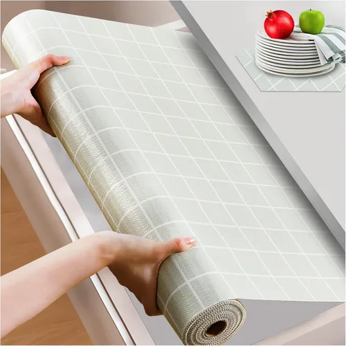 Vista 15 de Beautysaid Revestimiento de estante y cajón para armario de cocina, papel antideslizante no adhesivo, impermeable, lavable, grueso para tocador