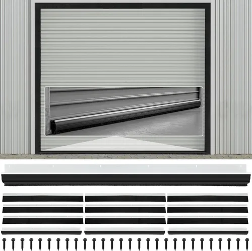 Vista 10 de DoubleFill Kit de sello de cepillo para puerta de garaje de 8 x 8 pies, sello de puerta enrollable de 2 pulgadas con riel de aluminio, cepillo