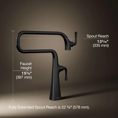 Vista 3 de Kohler K-22067-BL - Llenador de ollas para fregadero de cocina Graze