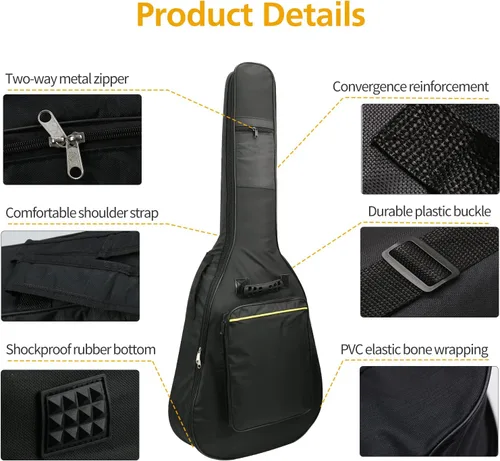 Vista 5 de Mdvora Paquete de 2 Fundas para Guitarra, Estuche para Guitarra Eléctrica de 38 40 41 Pulgadas, Funda Impermeable Oxford para Guitarra Eléctrica