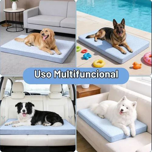 Vista 5 de Cama refrescante para perros grandes, cama ortopédica de espuma viscoelástica para perros con nueva tela de enfriamiento, cama impermeable y lavable