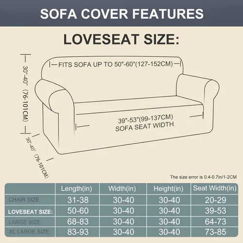 Vista 5 de Funda elástica para sofá, lavable, protector de muebles con espuma antideslizante y parte inferior elástica para niños, perros (sofá biplaza/beige)