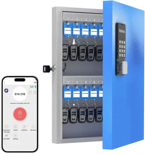 Vista 12 de Caja de bloqueo de 16 llaves de montaje en pared, APP Bluetooth/Contraseña de una sola vez/Control remoto Wi-Fi, gabinete de llaves inteligente