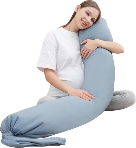 Vista 9 de MOON PARK - Almohada de embarazo con funda de enfriamiento increíblemente suave y lisa en forma de I, almohada de maternidad de cuerpo completo