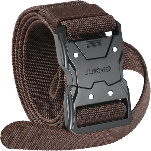 Vista 11 de JUKMO - Cinturón táctico de liberación rápida, cinturón de nailon de 1.5 pulgadas estilo militar para senderismo con hebilla de cinturón