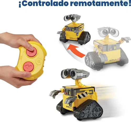 Vista 3 de Mattel Disney Pixar WALL-E - Robot de juguete RC con más de 20 luces y sonidos, figura de acción Hello WALL-E y control remoto