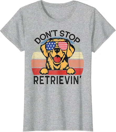 Vista 20 de Golden Retriever Dog Don't Stop Retrievin' Camiseta, Gris