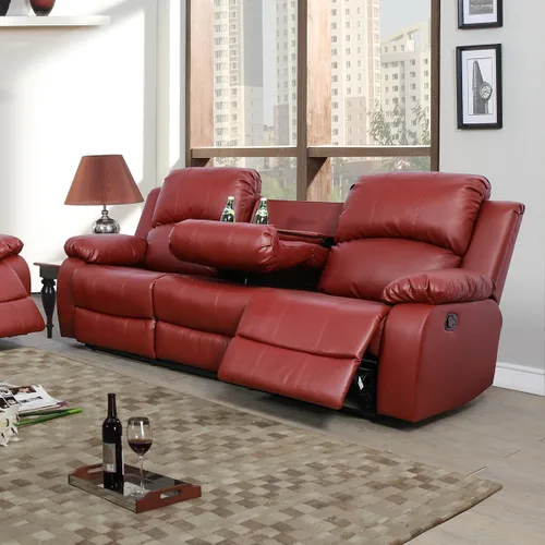 Vista 9 de Juego de muebles de cuero sintético para sala de estar, juego de sofá reclinable, sofá de dos plazas, juegos de muebles para sala de estar, sofá