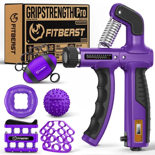 Vista 9 de FitBeast Entrenador de fuerza de agarre, kit de fortalecimiento de agarre de mano, paquete de 6 con fortalecedor de antebrazo de resistencia