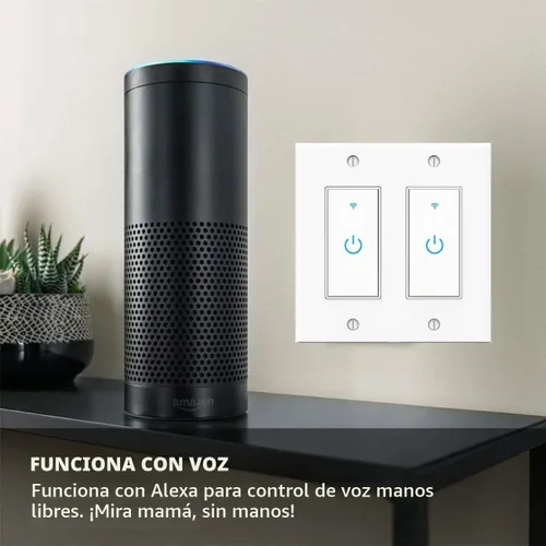 Vista 2 de Interruptor Inteligente de Luz WiFi de 2 Vías Táctil de Pared - Compatible con Alexa Google Assistant e IFTTT