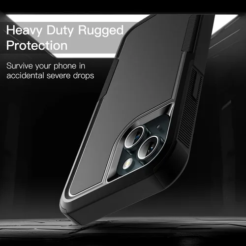 Vista 4 de JETech Funda para iPhone 15 de 6.1 pulgadas, resistente de doble capa de protección resistente, a prueba de golpes, con parte trasera mate (negro)