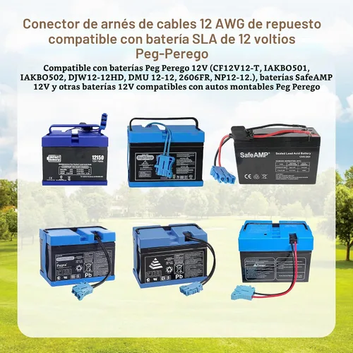 Vista 4 de Cargador de batería de 12 V para batería Peg Perego de 12 voltios, conector de arnés de cable compatible con batería Peg Perego, diseñado