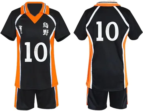 Vista 2 de CHLOBLOM Karasuno Uniforme Shouyou Hinata Cosplay camisa camisa pantalones cortos voleibol Jersey