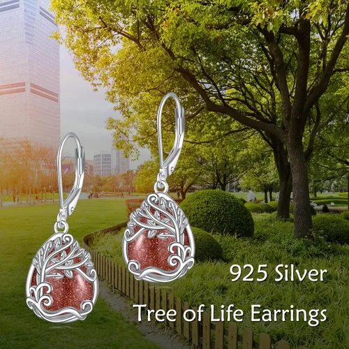 Vista 59 de Aretes colgantes con forma de lágrima de filigrana de piedra lunar de plata de ley 925 con cierre de palanca para mujer, regalos de joyería