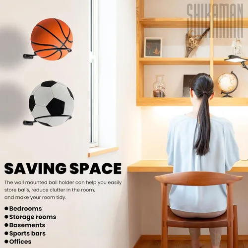 Vista 2 de Ball Holder Wall Mount Bulk,Basketball Football Stand Ball Storage