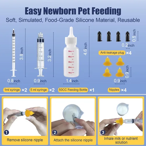 Vista 2 de REDDOUDOU Kit de parto de cachorro gatito, kit de parto con biberón de alimentación, estetoscopio, tijeras, abrazaderas de cable, aspirador, etc.