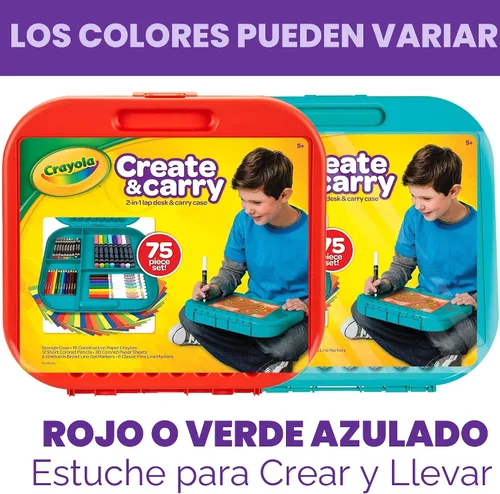 Vista 3 de Crayola Create 'n Carry, kit portable de herramientas de arte, más de 75 piezas, gran regalo.