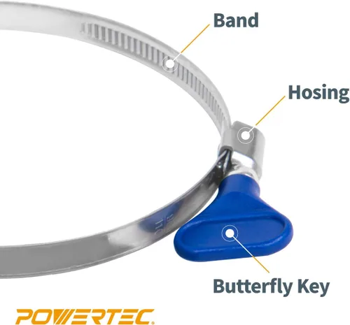 Vista 3 de POWERTEC 70247 Abrazaderas de manguera con llave de 1-1/2 pulgadas, abrazaderas ajustables de tornillo de pulgar de acero inoxidable para colección