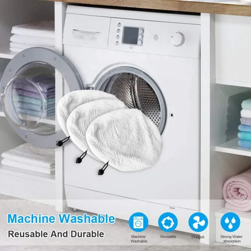 Vista 5 de Fushing 6 almohadillas para trapeador de vapor, almohadillas de limpieza reutilizables de microfibra lavables, almohadillas de repuesto