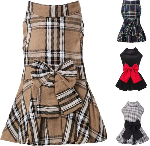 Vista 6 de Vestido de Perro con Moño, Ropa de Moda para Todo Clima, Cachorro, Vestido de Boda, Vacaciones, Princesa, Ropa para Mascotas, Perros Pequeños, Negro