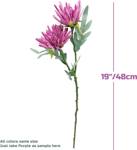 Vista 2 de Flores artificiales, 10 piezas de crisantemo sintético de seda de 19 pulgadas, crisantemo sintético para boda, ramo de novia, decoración del hogar