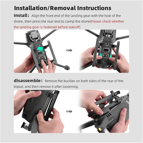 Vista 5 de Accesorios para drones Tren de aterrizaje para DJI Mavic 2 Zoom/Pro Plegable Altura Extensor Pierna Plegable Pie de liberación rápida