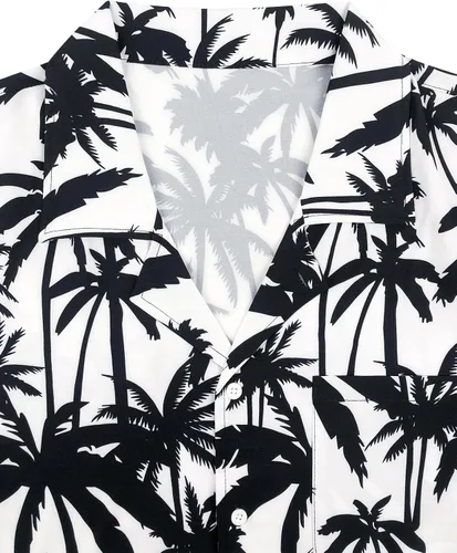 Vista 5 de AINIKO Camisa hawaiana de manga corta para hombre, ajuste holgado, estampado floral, tropical, crucero, playa, camisa Aloha con botones