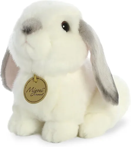 Vista 3 de Aurora® Adorable conejo Lop de peluche Miyoni®, detalle realista, compañía entrañable, gris, 8 pulgadas