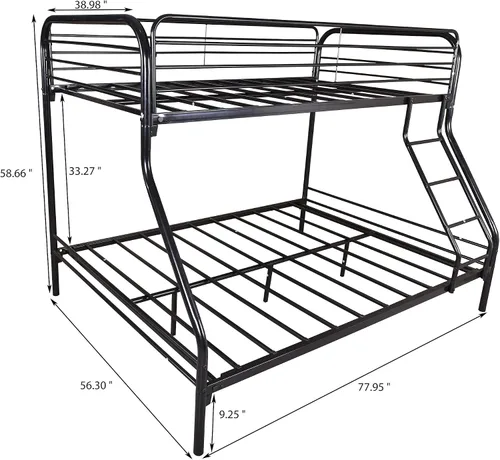 Vista 2 de EMKK Litera de metal con marco de metal y escalera para niños, adolescentes y adultos, diseño que ahorra espacio, color negro
