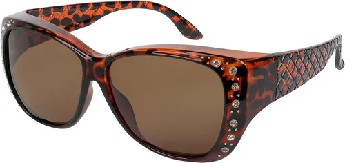 Vista 15 de Sunglasses that Fit Over Glasses for Women UV Protection Polarized and HD Vision Fitover Eyeglasses Paquete de 1: Marco negro con lente de espejo