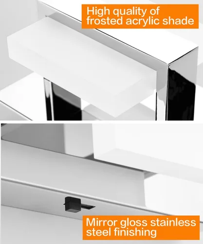 Vista 2 de SOLFART Lámpara de baño cromada de 3 luces, luz de tocador sobre el espejo, lámparas LED modernas, 5 colores de temperatura ajustable moderna