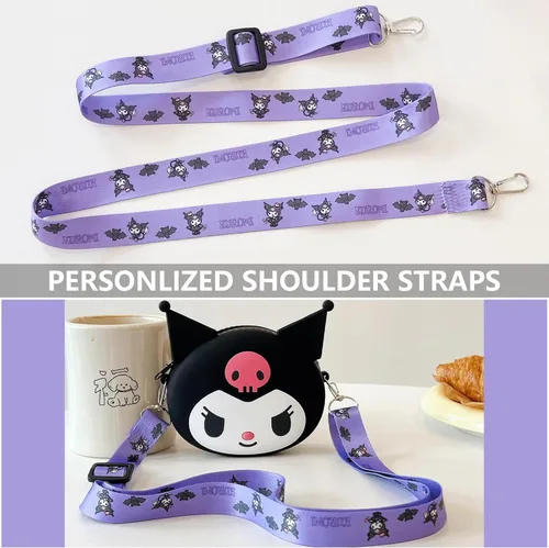 Vista 7 de CZZLYJ Kawaii Kitty Bag, Cute Cartoon Shoulder Bag with Zipper, Anime Wallet Purse with Lanyard, Kitty Cat Accessories for Girls Birthday Gifts