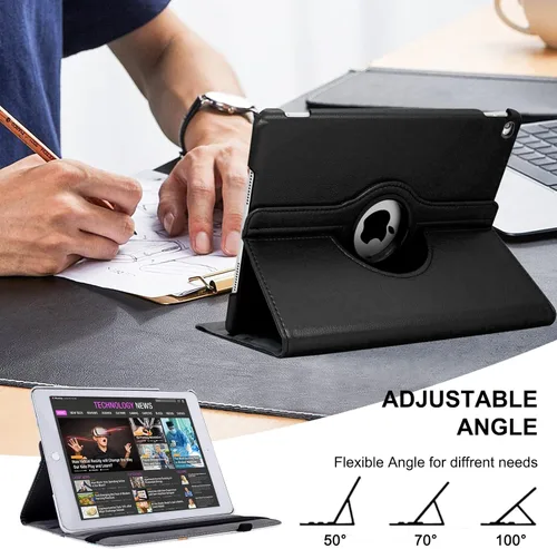 Vista 4 de Funda giratoria para iPad de 9.7 pulgadas 2018 2017 / Funda para iPad Air 2 - Funda protectora con soporte giratorio de 360 grados y función