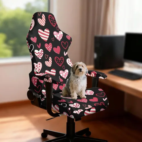 Vista 3 de Heart Gaming Chair Cover for Desk Chair Stretchy Armrest Covers Washable Ergonomic Office Seat Cover Dustproof Gaming Chairs Easy to Fit Home Office