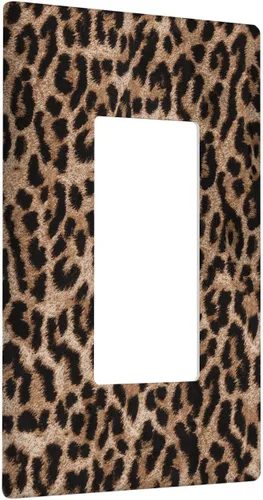 Vista 2 de Placa de interruptor de luz con estampado de leopardo de 1 banda, placa de pared basculante individual, placa decorativa eléctrica GFCI