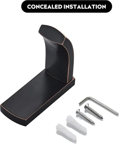 Vista 5 de WINCASE Ganchos de bronce para toallas de baño, paquete de 2 ganchos para ropa de baño, ganchos de latón macizo aceitado en la cocina montados
