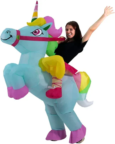 Vista 2 de HORYEE Inflatable Unicorn Costume - Adult Men Women Air Pumping Half Body Ride on Unicorn Cosplay Suit Adult - Unicorn