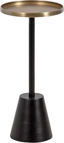 Vista 12 de Kate and Laurel Tira - Mesa auxiliar redonda, 14 x 14 x 24 pulgadas, madera marrón nogal y negro, mesa auxiliar decorativa estilo pedestal para usar