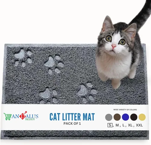 Vista 27 de Andalus Tapete Pequeño para Arena de Gatos, Paquete de 2 - Impermeable, Antideslizante y Fácil de Limpiar, Tapete para Caja de Arena de Gatos