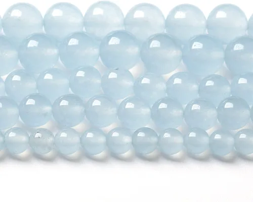Vista 32 de 4MM 86 piezas Cuentas sueltas de piedra natural de amazonita calcedonia para hacer joyería DIY Pulsera Collar 1 hebra