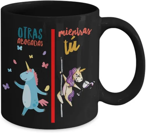 Vista 2 de Regalo para Abogadas Taza de cafe para Licenciadas Regalo para graduados, profesionales y estudiantes Vaso con afirmaciones positivas, Negro